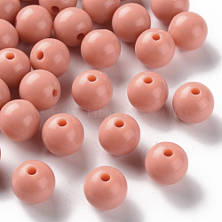 Opaque Acrylic Beads, Round, Dark Salmon, 12x11mm, Hole: 1.8mm, about 566pcs/500g(MACR-S370-C12mm-35)
