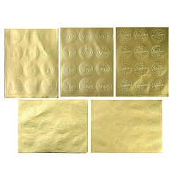 12 Sheets PET Adhesive Wax Seal Stickers, Waterproof Round Dot Decals For Envelope Card Seal, Gold, Mixed Shapes, 226x170x0.2mm(DIY-XCP0003-39)