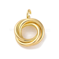 Ion Plating(IP) Brass Pendants, Round Charms, Real 14K Gold Plated, 12.5x10x10mm, Hole: 2.5mm(KK-U042-09G)