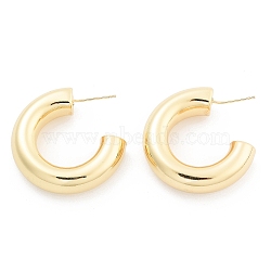 Rack Plating Brass Stud Earrings, Cadmium Free & Lead Free, Long-Lasting Plated, C-Shaped, Real 18K Gold Plated, 31x8.5mm(EJEW-C108-06G)