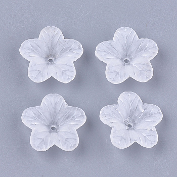 5-Petal Transparent Acrylic Bead Caps, Frosted, Flower, Clear, 17.5x18x5mm, Hole: 1.4mm