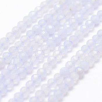 Natural Blue Lace Agate Beads Strands, Faceted, Round, 2mm, Hole: 0.5mm, about 175pcs/strand, 14.9 inch(38cm)