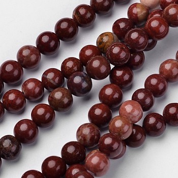 Natural Red Jasper Beads Strands, Round, Dark Red, 8mm, Hole: 1mm, about 48pcs/strand, 14.8 inch