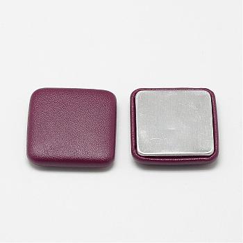 Imitation Leather Cloth Fabric Covered Cabochons, with Aluminum Bottom, Square, Brown, 32.5x32.5x7mm