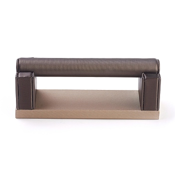 PU Leather Ring Displays, with Wood, Gray, 14.1x4.1x4.7cm