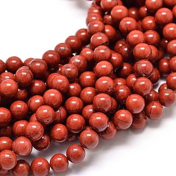 Grade A Natural Red Jasper Bead Strands, Round, 14mm, Hole: 1mm, about 28pcs/strand, 15.5 inch