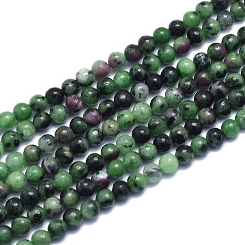 Natural Ruby in Zoisite Beads Strands, Round, Alice Blue, 4.5mm, Hole: 0.7mm, about 86pcs/Strand, 15.55 inch(39.5cm)