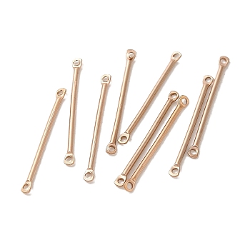 Ion Plating(IP) 304 Stainless Steel Connector Charms, Bar Links, Rose Gold, 25x2.5x1.2mm, Hole: 1.2mm