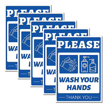 Waterproof PVC Warning Sign Stickers, Rectangle with Word, Hand Heart, 25x17.5cm, 5pcs/set