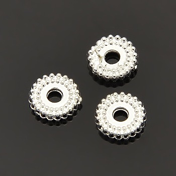 Disc Plating Zinc Alloy Spacer Beads, Silver Color Plated, 7x2mm, Hole: 1.5mm