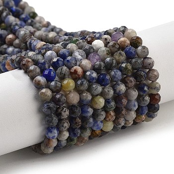 Natural Sodalite Beads Strands, Faceted, Round, 4.5mm, Hole: 0.9mm, about 85pcs/strand, 15.12''(38.4cm)