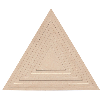 Poplar Wood Sheets & Rings, for Clay Plate Guide, Triangle, PapayaWhip, 8~26x9~30x0.45cm, 7pcs/set