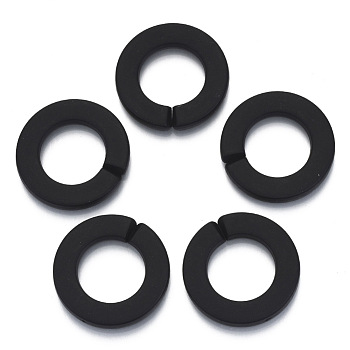 Opaque Spray Painted Acrylic Linking Rings, Quick Link Connectors, for Rolo Chains Making, Ring, Black, 31.5x4.5mm, Inner Diameter: 18mm, about 187pcs/500g