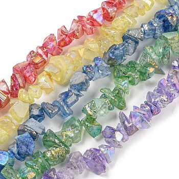 Electroplated Natural Quartz Beads Strands, Nuggets, Mixed Color, 3~8x9~16x9~16mm, Hole: 0.6mm, about 71~72pcs/strand, 14.17''(36cm)