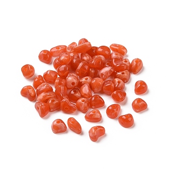 Acrylic Beads, Imitation Gemstone, Chips, Orange Red, 4.6x7x6mm, Hole: 1.5mm, about 4200pcs/500g