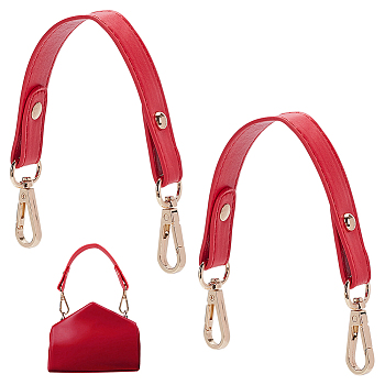 PU Leather Bag Handles, with Zinc Alloy Clasp, for Bag Straps Replacement Accessories, Red, 28x2.3x0.2cm