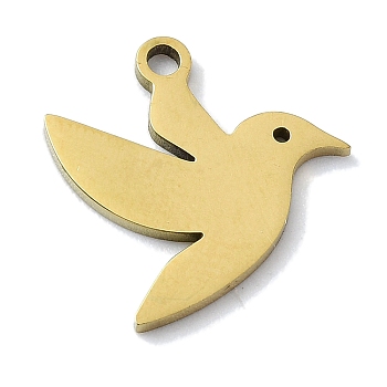 304 Stainless Steel Charms, Laser Cut, Bird Charms, Golden, 13.5x14x1mm, Hole: 1.4mm