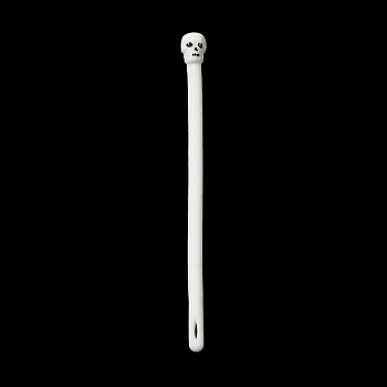 TPR Stress Toy, Funny Fidget Sensory Toy, for Stress Anxiety Relief, Strip/Imitation Noodle Elastic Wristband, Halloween Skull, White, 182x7mm