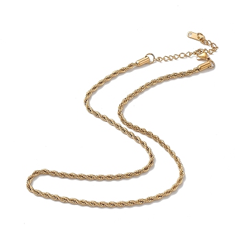 Ion Plating(IP) 304 Stainless Steel Rope Chain Necklace for Men Women, Golden, 15.98 inch(40.6cm)