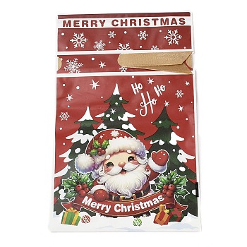 Christmas Santa Claus Plastic  Packing Pouches Drawstring Bags, Rectangle, FireBrick, 23x15x0.01cm