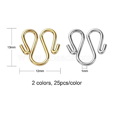 50Pcs 2 Colors 304 Stainless Steel Hook Clasps(STAS-CJ0002-12)-2