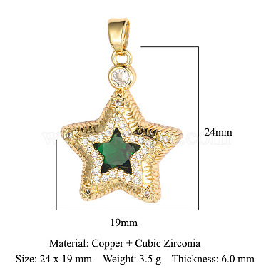 pendentifs en laiton micro pave zircone cubique verte(ZIRC-OY001-15G)-2
