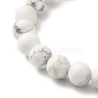 Bracelet extensible de puissance d'énergie de perles rondes d'howlite naturelle et de pierre de lave pour hommes femmes(BJEW-JB07037-02)-5