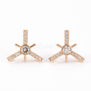 Real 18K Gold Plated Clear Others Brass+Cubic Zirconia Stud Earring Findings