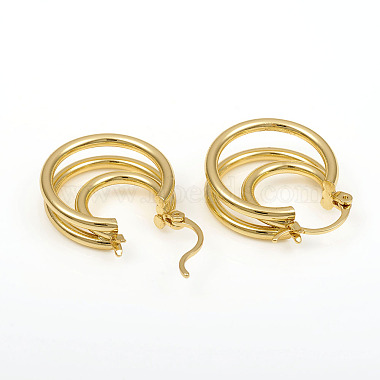 Brass Triple Hoop Earrings(EJEW-G282-04G)-2