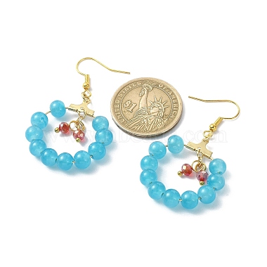 Boucles d'oreilles pendantes avec anneau en perles de verre imitation jade(EJEW-JE05568-01)-2