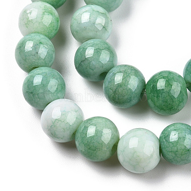 Opaque Crackle Glass Round Beads Strands(X-GLAA-T031-01L)-2