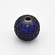 CZ Brass Micro Pave Grade AAA Blue Color Cubic Zirconia Round Beads(KK-O065-8mm-03B-NR)-1