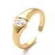 Brass Micro Pave Cubic Zirconia Cuff Rings for Women(RJEW-P084-04G)-1