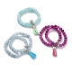 Dyed Natural Chalcedony Round Beads Stretch Bracelets Set for Girl Women(BJEW-JB07058)-1