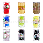 36Pcs 9 Colors Handmade Silver Foil Lampwork Beads, Column, Mixed Color, 17x10x10mm, 4pcs/color(FOIL-OC0001-04)