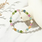 Nautral Tourmaline & Shell Pearl & Non-magnetic Synthetic Hematite Beads Stretch Bracelets for Women, Cube & Round, Inner Diameter: 2.09 inch(5.3cm)(BJEW-JB13893)