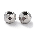 Non-Tarnish 201 Stainless Steel Spacer Beads, Faceted Round, Stainless Steel Color, 3x2.5mm, Hole: 1.2mm(STAS-K259-15A-P)