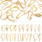 20Pcs 10 Styles Brass Earring Hooks, Ear Wire, with Loops, Golden, 15~21.5mm, Hole: 0.8~2.2mm, Pin: 0.6~1mm, 2pcs/style(KK-TA0002-46)