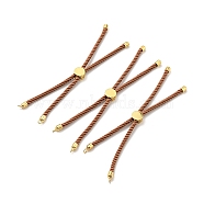 Half Finished Twisted Milan Rope Slider Bracelets, with Rack Plating Brass Cord Ends & Open Loop, Cadmium Free & Lead Free, for Connector Charm Bracelet Making, Golden, Camel, 222~230x3mm(FIND-G032-01G-21)