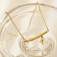 Fashionable Stainless Steel Bamboo Stick Pendant Necklace for Women's Daily Wear, Golden(GB2585-1)