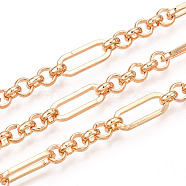 Iron Oval Link Chains, Unwelded, with Spool, Light Gold, 12x5x1mm, about 32.81 Feet(10m)/Roll(CH-N004-09KCG)