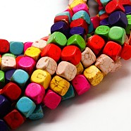 Cube Synthetic Turquoise Beads, Dyed, Mixed Color, 10x10x10mm, Hole: 1mm(X-TURQ-I010-21)