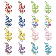 10Pcs Evil Eye Alloy Enamel Connector Charms, Leaf Links, Mixed Color, Platinum & Golden, 25x12x2mm, Hole: 1.8mm(ENAM-YW0003-56)