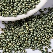 MIYUKI Round Rocailles Beads, Japanese Seed Beads, 8/0, (RR2033) Matte Opaque Light Olive Luster, 3mm, Hole: 1mm, about 422~455pcs/10g(X-SEED-G008-RR2033)