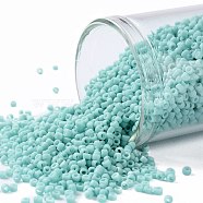 TOHO Round Seed Beads, Japanese Seed Beads, (55F) Opaque Frost Turquoise, 15/0, 1.5mm, Hole: 0.7mm, about 3000pcs/10g(X-SEED-TR15-0055F)