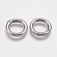 304 Stainless Steel Spring Gate Rings, O Rings, Ring, Stainless Steel Color, 9 Gauge, 17.5x3mm, Inner Diameter: 12mm(STAS-O114-023P)