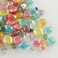 Mixed AB-Color Transparent Acrylic Beads, Mixed Color, 6~20x6~17x3~8mm, Hole: 1~2mm(MACR-R546-23)