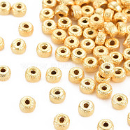 Rack Plating Brass Beads, Nickel Free, Flat Round, Real 18K Gold Plated, 4x2.5mm, Hole: 1mm(KK-N233-201)