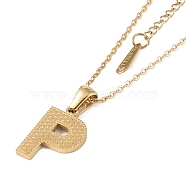 Ion Plating(IP) Initial Letter 304 Stainless Steel Pendant Necklaces, Real 18K Gold Plated, Letter P, 15.87 inch(40.3cm), Pendant: about 17x11.5mm(NJEW-M199-01G-P)