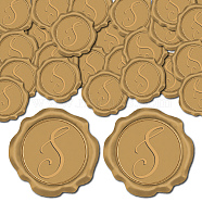Adhesive Wax Seal Stickers, Envelope Seal Decoration, For Craft Scrapbook DIY Gift, Letter S, Dark Goldenrod, 30mm, 50pcs/box(DIY-CP0009-12H)